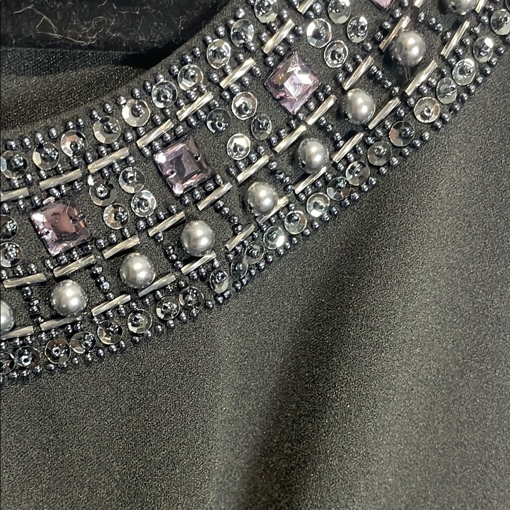 Tahari ASL Cocktail Dress Embellished Neck Ruched Size 14 nwt - Picture 4 of 13